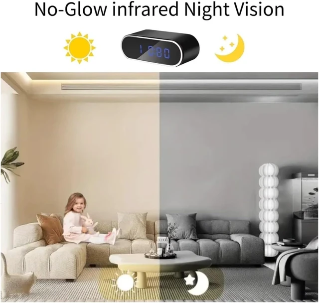 Alt view image 6 of 6 - RYLIOSA Hidden Camera Clock 1080P Wireless spy Camera Indoor Security Nanny Camera with Motion Detection Home Security Device