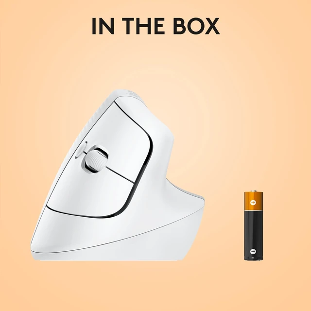 Alt view image 7 of 7 - Logitech Lift for Mac Vertical Ergonomic Wireless Mouse - Off White | Bluetooth connectivity only, no USB receiver, quiet clicks, 4 customizable buttons, mac OS iPad OS compatible