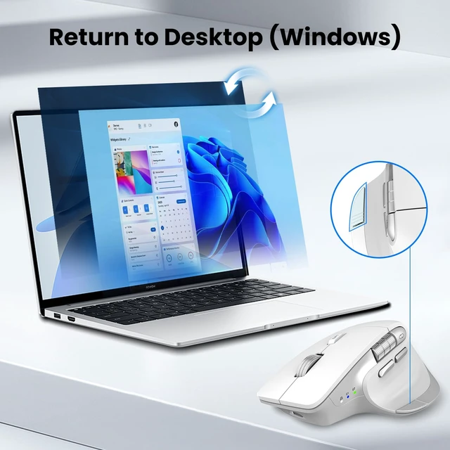Alt view image 7 of 7 - CITLLA Wireless Bluetooth Mouse, Ergonomic Rechargeable Silent Mouse with Multi-Device, Adjustable DPI, Flying Scroll & Thumb Wheel, Bluetooth Mice for Laptop, Computer, Tablet, Smartphone (White)