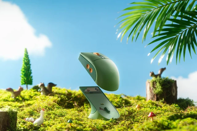 Alt view image 5 of 7 - 8Bitdo Retro R8 Wireless Mouse, PAW 3395, 26K DPI, Forest Wonder | Officially Licensed, 3 Connection Modes, 4K Wireless & 8K Wired Polling, Charging Dock, 4 Side Buttons, HUANO Switches