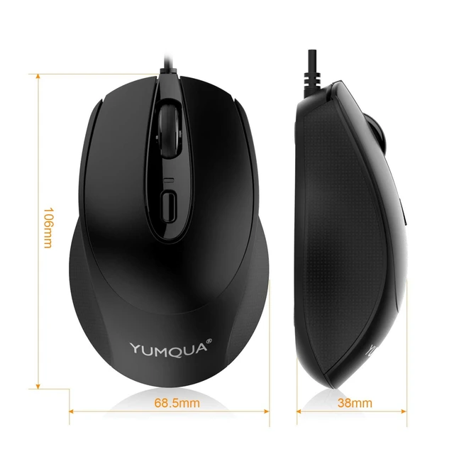 Alt view image 3 of 6 - YUMQUA Wired Mouse Silent USB Corded Mouse for Computer MacBook Chromebook | Ergonomic Design Optical Mice Bulk, Right or Left Hand Use, Responsive Tracking, Plug & Play