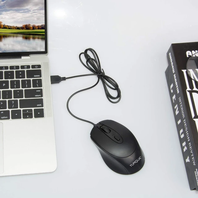 Alt view image 6 of 6 - YUMQUA Wired Mouse Silent USB Corded Mouse for Computer MacBook Chromebook | Ergonomic Design Optical Mice Bulk, Right or Left Hand Use, Responsive Tracking, Plug & Play