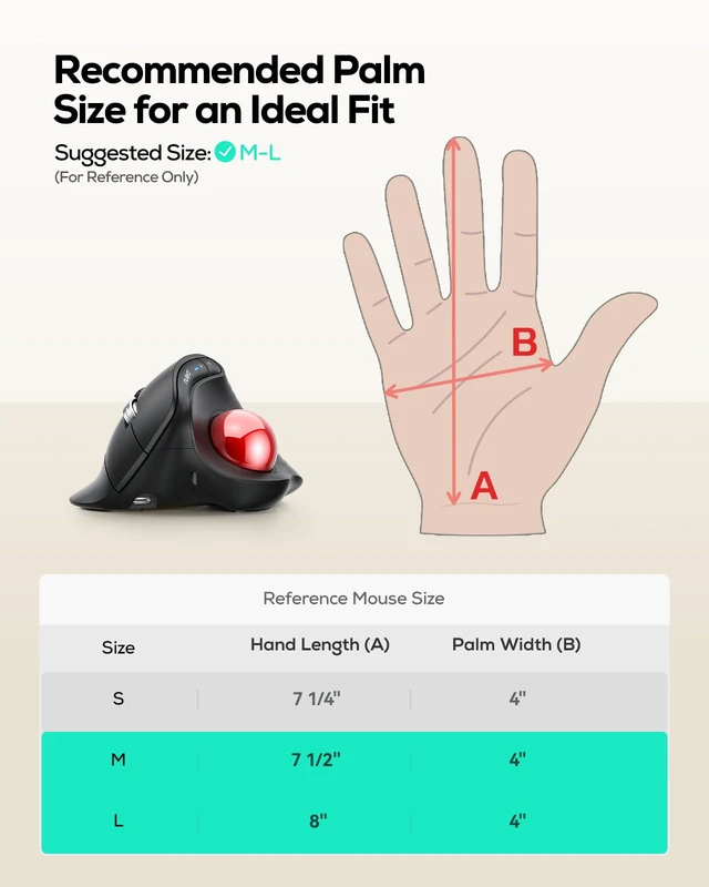 Alt view image 2 of 7 - Nulea Wireless Ergonomic Vertical Trackball Mouse Thumb Control | Rechargeable mouse with quiet clicks,4 DPI levels,3 device Bluetooth & USB receiver,smooth tracking,compatible with PC