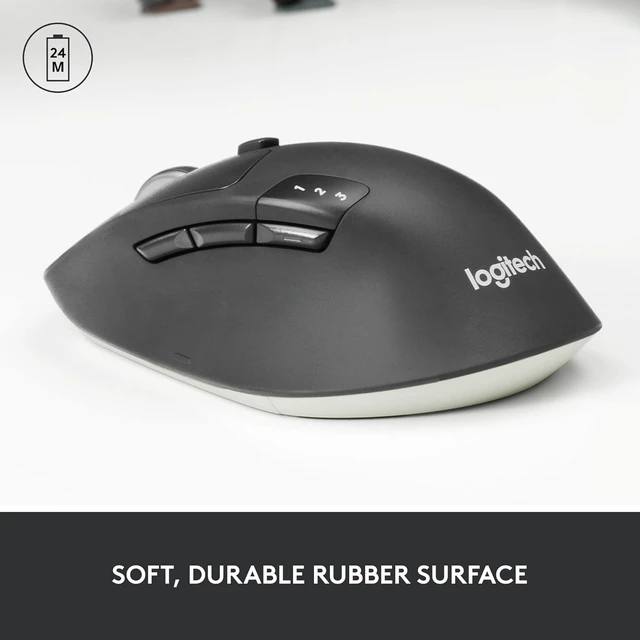 Alt view image 2 of 7 - Logitech M720 Wireless Triathlon Mouse with Bluetooth for PC with Hyper-Fast Scrolling and USB Unifying Receiver for Computer and Laptop - Black