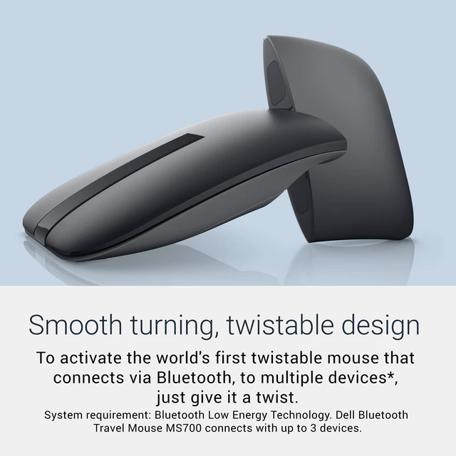 Alt view image 3 of 7 - Bluetooth Travel Mouse MS700, 4000 DPI, 2 Buttons | Bluetooth 5.0 LE, Touch Scroll, Swift Pair, AAA Batteries Included, 3 Year Advanced Exchange, Black