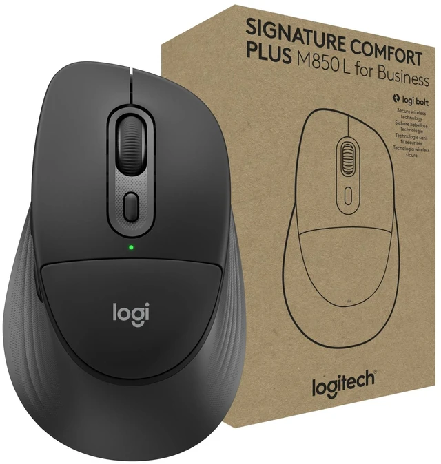 Main image of Logitech Signature Comfort Plus M850 L for Business Wireless Mouse | Sculpted design with palm cushion, secure receiver/Bluetooth, for business, Windows/Mac/ChromeOS/Linux/iPadOS