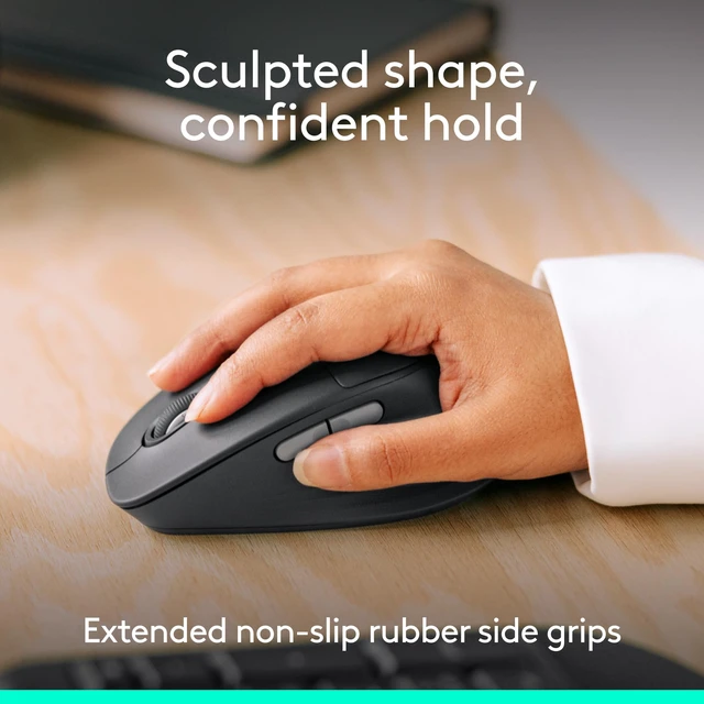 Alt view image 4 of 7 - Logitech Signature Comfort Plus M850 L for Business Wireless Mouse | Sculpted design with palm cushion, secure receiver/Bluetooth, for business, Windows/Mac/ChromeOS/Linux/iPadOS