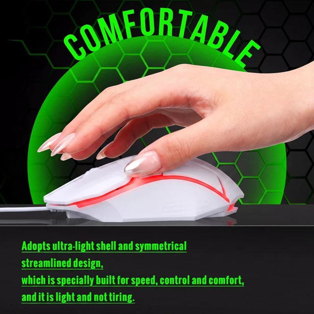 Alt view image 4 of 7 - Sratte 30 Pack White USB Wired Mouse Bulk 1200 DPI RGB Optical Computer Mouse 3 Button 7 Color LED Backlit Wired Ergonomic USB for Gaming Office Desktop Laptop Gamer Computer