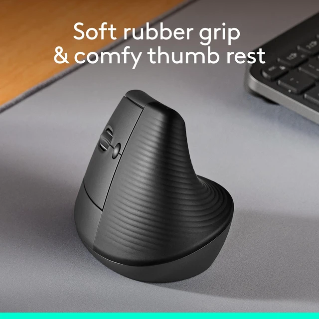 Alt view image 2 of 7 - Logitech Left Handed Lift Vertical Ergonomic Wireless Mouse - Graphite | Connect via Bluetooth or included Logi Bolt USB-A receiver, quiet clicks, 4 of 6 buttons customizable, Windows Mac compatible