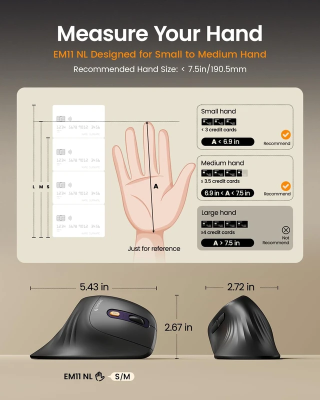 Alt view image 2 of 7 - ProtoArc EM11 NL Wireless Ergonomic Mouse, Rechargeable, Black Purple | 58° vertical design supports a natural wrist posture, connect 3 devices via Bluetooth/2.4G USB-A, 500mAh USB-C rechargeable.