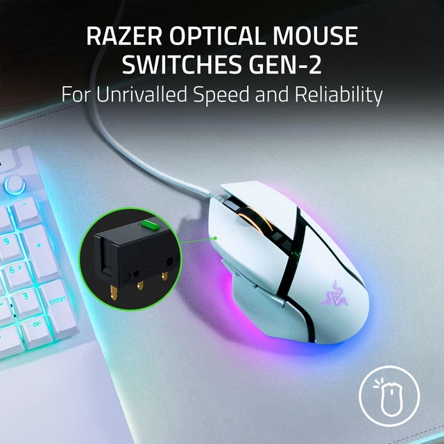 Alt view image 6 of 7 - Razer Basilisk V3 Customizable RGB Wired Ergonomic Gaming Mouse, White | Fastest Gaming Mouse Switch, Chroma RGB Lighting, 26K DPI Optical Sensor, 11 Programmable Buttons, HyperScroll Tilt Wheel