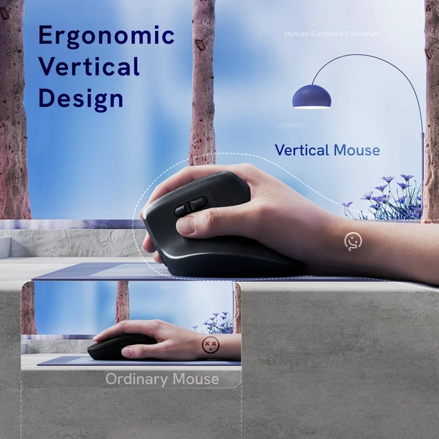 Alt view image 2 of 7 - Keychron BM27 Ergonomic Wireless Mouse, Rechargeable Mice for Laptop | 2.4 GHz & Bluetooth, Keychron Launcher, Quiet Clicks, 3212 Sensor, 2400 DPI, Portable Vertical Design for Mac Windows Linux