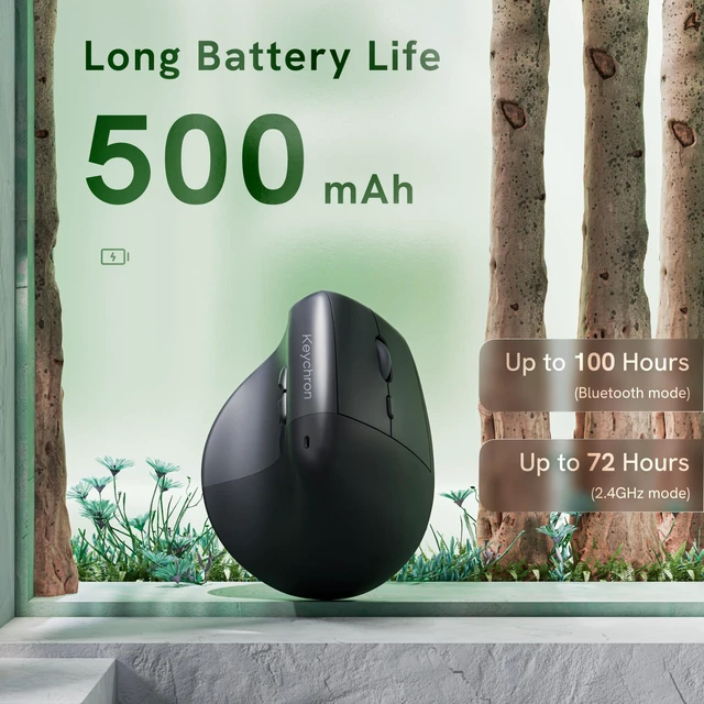 Alt view image 5 of 7 - Keychron BM27 Ergonomic Wireless Mouse, Rechargeable Mice for Laptop | 2.4 GHz & Bluetooth, Keychron Launcher, Quiet Clicks, 3212 Sensor, 2400 DPI, Portable Vertical Design for Mac Windows Linux