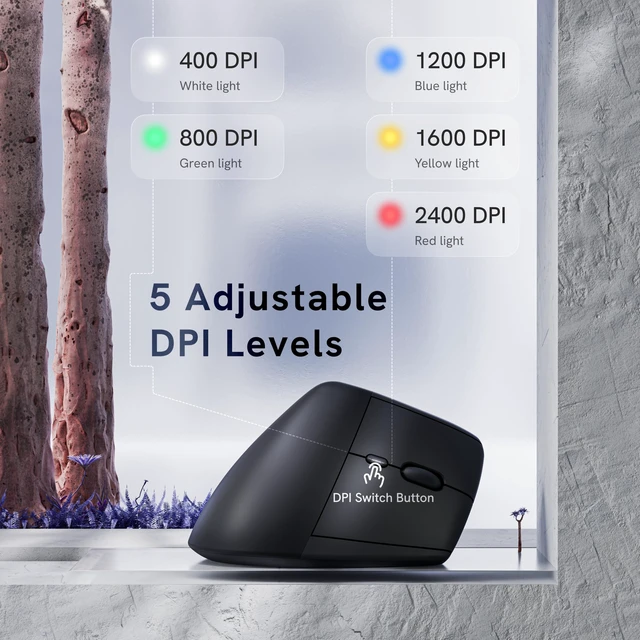 Alt view image 6 of 7 - Keychron BM27 Ergonomic Wireless Mouse, Rechargeable Mice for Laptop | 2.4 GHz & Bluetooth, Keychron Launcher, Quiet Clicks, 3212 Sensor, 2400 DPI, Portable Vertical Design for Mac Windows Linux