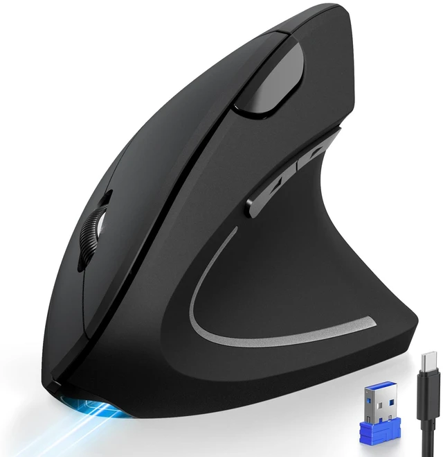Main image of TECKNET Ergonomic Mouse Wireless, Rechargeable Vertical Mice Right Hand | Bluetooth+2.4GHz USB, Multi Device, 4800 DPI Adjustable, Optical Carpal Tunnel Mouse for Laptop, PC, MacBook, Black