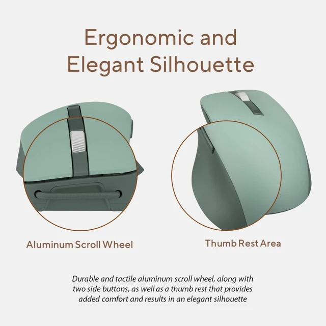Alt view image 4 of 7 - ASUS Wireless SmartO Mouse Silent Plus Dual Mode (BT/2.4GHz), up to 3 Devices, Ergonomic, 4200 DPI, AA Battery Lasts up to 1 Year, Quiet Switches, Portable, for Productivity/Gaming - Oat Milk