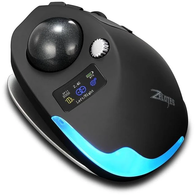 Main image of Wireless Mouse 2.4GHz + Bluetooth Dual Mode Connection, 8 Programmable Buttons, 8000 CPI Adjustable, Trackball Design, with Display Screen, Ergonomic Tilt Angle, For Windows, macOS, Android, Linux