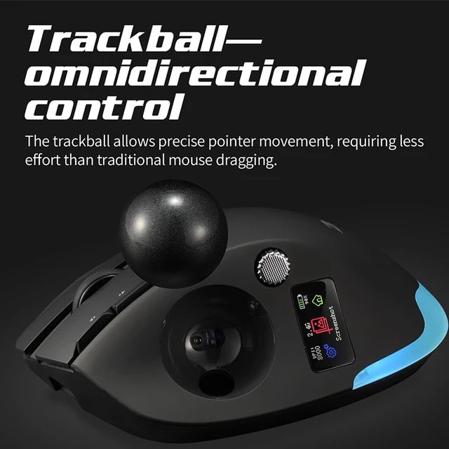 Alt view image 5 of 7 - Wireless Mouse 2.4GHz + Bluetooth Dual Mode Connection, 8 Programmable Buttons, 8000 CPI Adjustable, Trackball Design, with Display Screen, Ergonomic Tilt Angle, For Windows, macOS, Android, Linux
