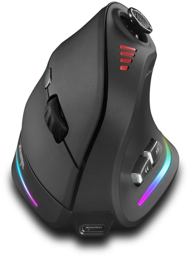 Main image of TKMARS Wireless Ergonomic Vertical Gaming Mouse with Joystick, Bluetooth & 2.4G, 12 Programmable Buttons, Adjustable 24000 DPI, Rechargeable RGB Computer Mouse for PC, MacBook & Laptops