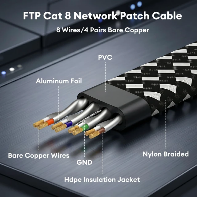 Alt view image 4 of 7 - Molltto Cat 8 Flat Ethernet Cable 5 Colors, 5 Pack 10 FT LAN Cord | Macaron Color 40Gbps 2000MHz SFTP Braided Internet LAN Cord for Gaming, PS5, PS4, Router, Laptop