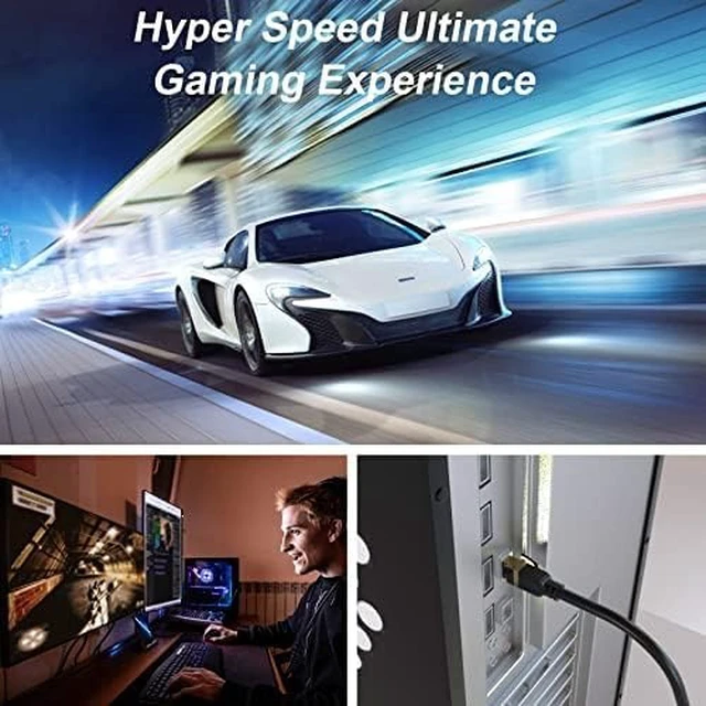 Alt view image 6 of 7 - Cat 8 Ethernet Cable, 100FT High Speed Heavy Duty 26AWG Cat8 LAN Network Cable 40Gbps, 2000Mhz with Gold Plated RJ45 Connector, Outdoor&Indoor Internet Cable Compatible for Router Gaming Modem Xbox