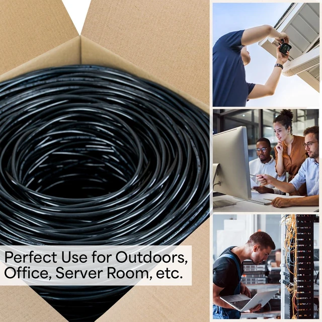 Alt view image 5 of 7 - VIVO Black 250ft Bulk Cat5e Wire, CABLE-V018 | Waterproof, CCA Ethernet Cable, 24 AWG, UTP Pull Box, Outdoor Direct Burial