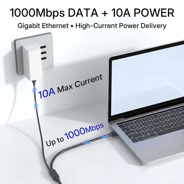 Alt view image 3 of 5 - CyberFey Starlink Mini Ethernet Cable 50FT/15M, 2-in-1 Power and Data | Starlink Mini Power and Ethernet Cable with Cat5e data and 20AWG DC power; one cable for RV, marine and camping setups