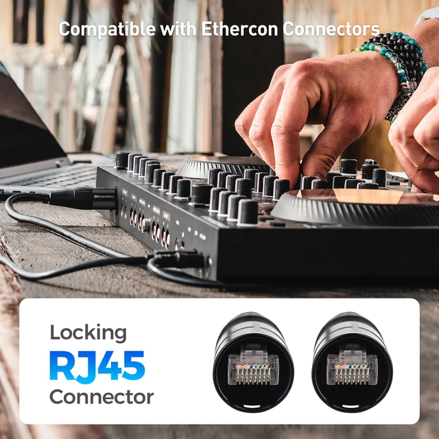 Alt view image 2 of 7 - Cable Matters Shielded Cat6 Ethernet Cable for EtherCON RJ45, 50ft | Black, Compatible with EtherCON RJ45 Connectors, for Pro Audio, Video, and Networking