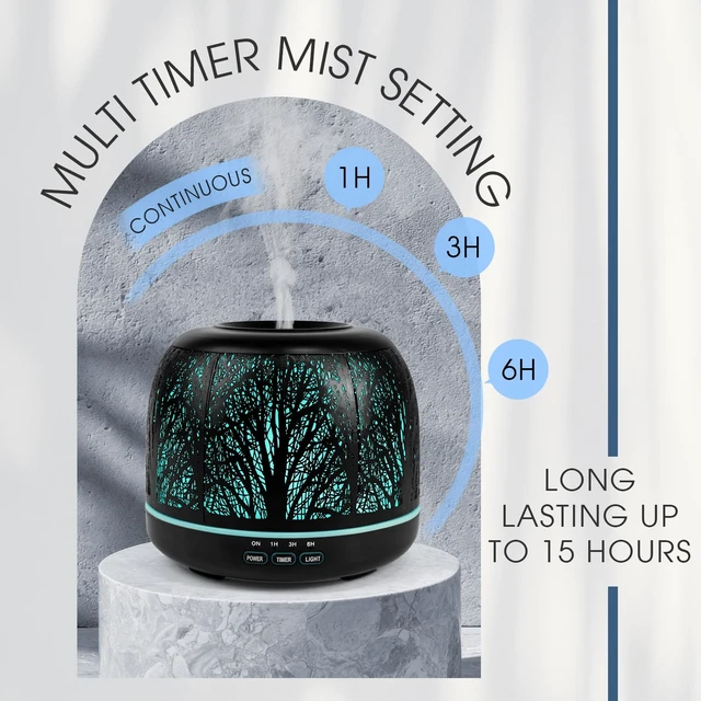 Alt view image 5 of 7 - 500ml Metal Diffusers for Essential Oils, Ultrasonic Cool Mist Oil Diffuser for Large Room