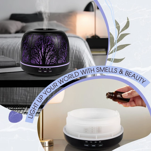 Alt view image 7 of 7 - 500ml Metal Diffusers for Essential Oils, Ultrasonic Cool Mist Oil Diffuser for Large Room