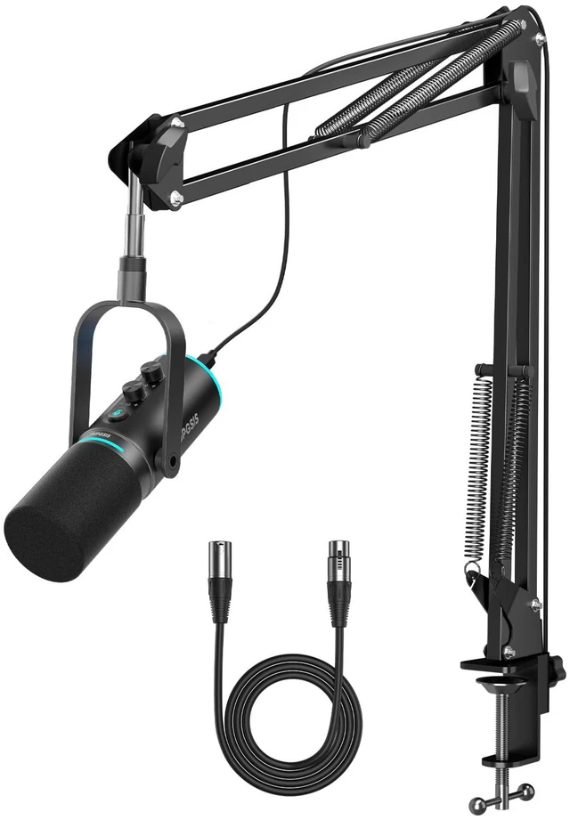 Main image of P PUPGSIS XLR/USB Podcast Microphone, Gaming Mic with Mute Button, Reverb Effects, Noise Cancellation, Boom Arm Stand, Headphones Jack, Dynamic Microphone for Streaming/Recording/Gaming/Vocal-Black