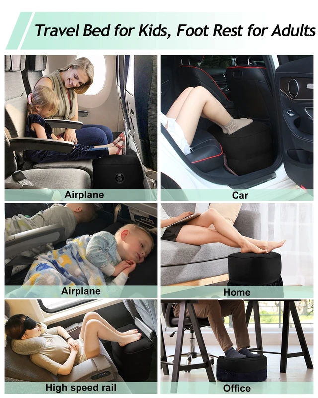 Alt view image 2 of 7 - JefDiee Inflatable Foot Rest Pillow,Adjustable Airplane footrest