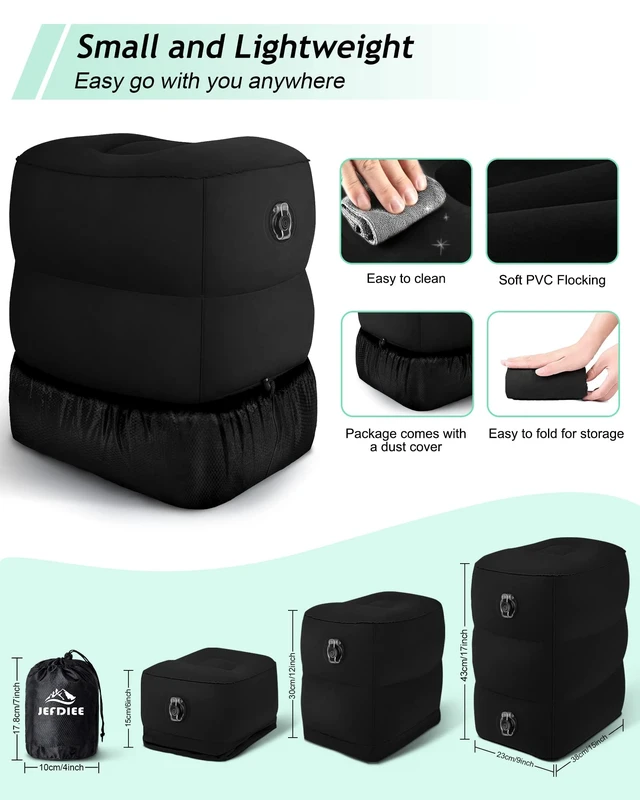 Alt view image 4 of 7 - JefDiee Inflatable Foot Rest Pillow,Adjustable Airplane footrest