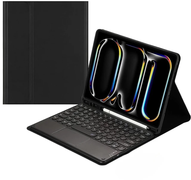 Main image of NUWONAYA Touchpad Keyboard Case for Galaxy Tab Model | Round Keys, Multi-Touch Trackpad, Slim Magnetic Detachable Keyboard, Candy Folio Cover,S Pen Holder for School Office