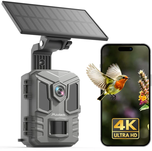 Main image of Misstech Solar Trail Camera, 4K/64MP Clear Night Vision for Game & Outdoor | Wildlife Camera with 0.1s Motion-Activated to Record Wild Animal, No Monthly Fee, App Control, IP66 Waterproof