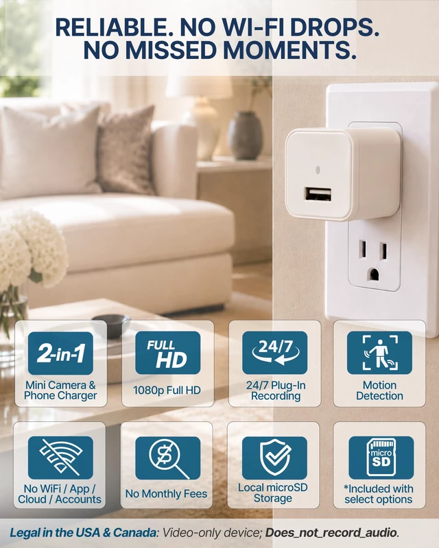 Alt view image 3 of 6 - DIVINEEAGLE 1080p Dome Cam, Motion Detection, microSD Slot, Easy Setup, App-Free, No Live View-Data Protected, Video-Only - Plug-in Premium Reliable Pet Camera for Pet Nanny Use, with 64GB Card