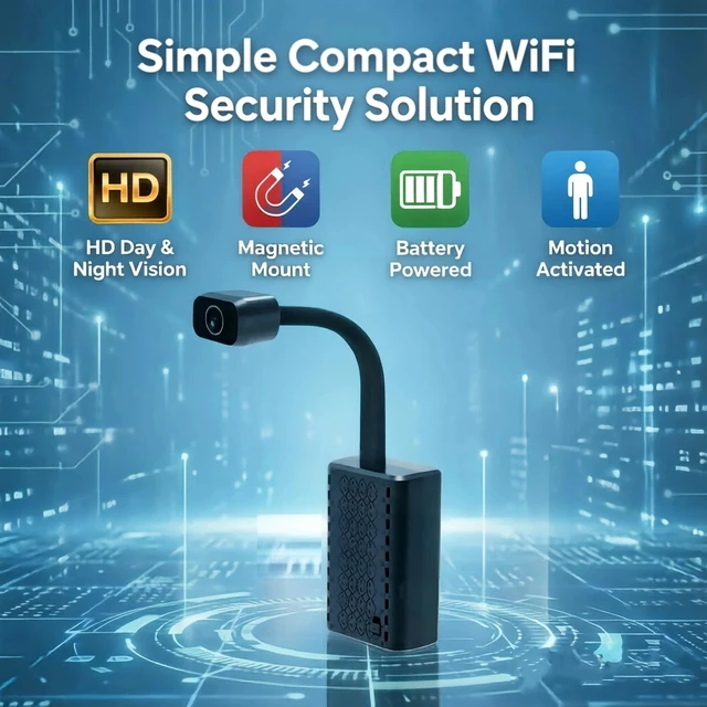 Alt view image 2 of 7 - WKX W-GN WiFi Indoor Security Camera with Adjustable Viewing Angles | Wireless Camera with Battery Powered,Magnetic Mount,Color Night Vision,Motion Detection,SD & Cloud Storage,Phone & PC Viewing