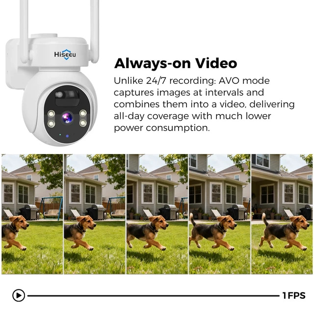 Alt view image 5 of 7 - Hiseeu 4G LTE Cellular Security Camera Solar Powered, No WiFi Security Camera Wireless Outdoor, 24/7, PIR Motion, 2 Way Talk, 360° PT, 2K Color Night Vision, 64G SD & SIM Card Included