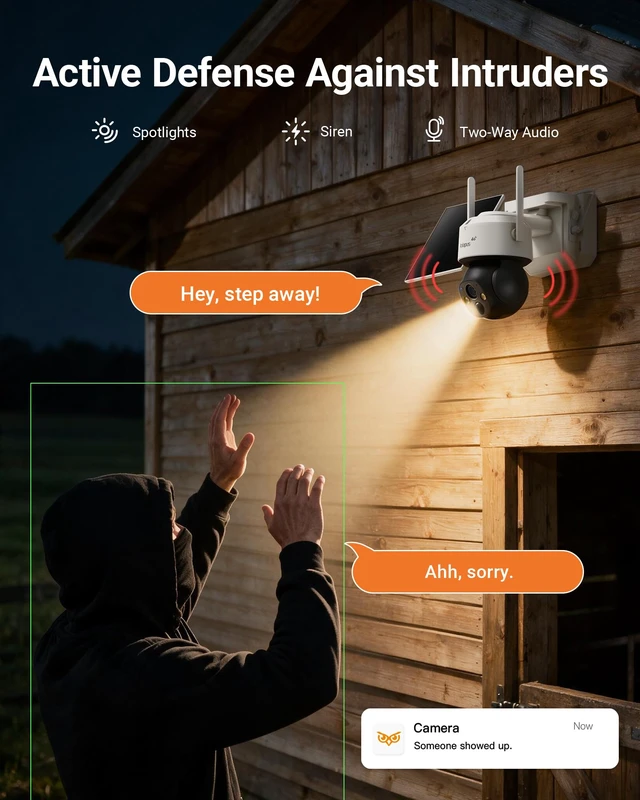 Alt view image 6 of 7 - Anlapus 4G LTE Cellular 4MP Wireless Solar Security Camera 360°, No Wi-Fi | Included SIM Card & 32GB Memory Card, Pan/Tilt, Human Detection, Auto Tracking, Two-way Talk, Outdoor, Color Night Vision
