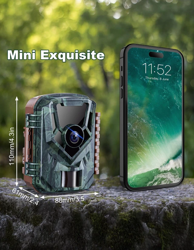 Alt view image 3 of 7 - KJK Trail Camera with 32GB Memory Card, 36MP 2.7K Mini Game Camera, 0.1s Trigger, 130° Wide-Angle Motion Activated Night Vision, IP66 Waterproof