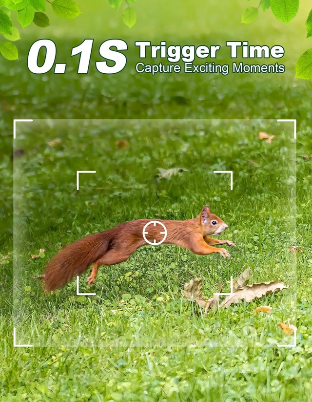 Alt view image 6 of 7 - KJK Trail Camera with 32GB Memory Card, 36MP 2.7K Mini Game Camera, 0.1s Trigger, 130° Wide-Angle Motion Activated Night Vision, IP66 Waterproof