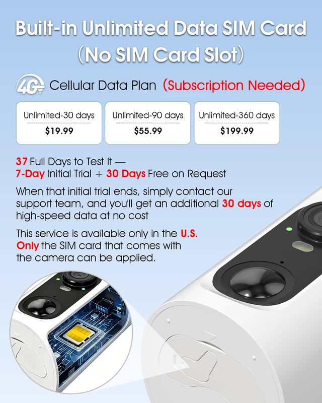 Alt view image 4 of 7 - ANRAN 4G LTE Cellular Solar Security Camera Wireless Outdoor No WiFi Needed | 2K Color Night Vision Built-in SIM 37 Days Trial Subscription Needed PIR Motion Detection Alert 2-Way Audio