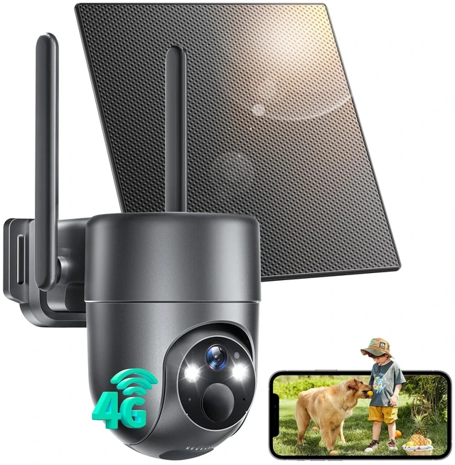 Main image of LIWAN No WiFi Security Camera Wireless Outdoor, 4G LTE Solar Camera | 2K Color Night Vision, 360° Live View, PIR Sensor, Off Grid Cellular Cameras for Farm, Cabin, Job Site, Built with SIM Card