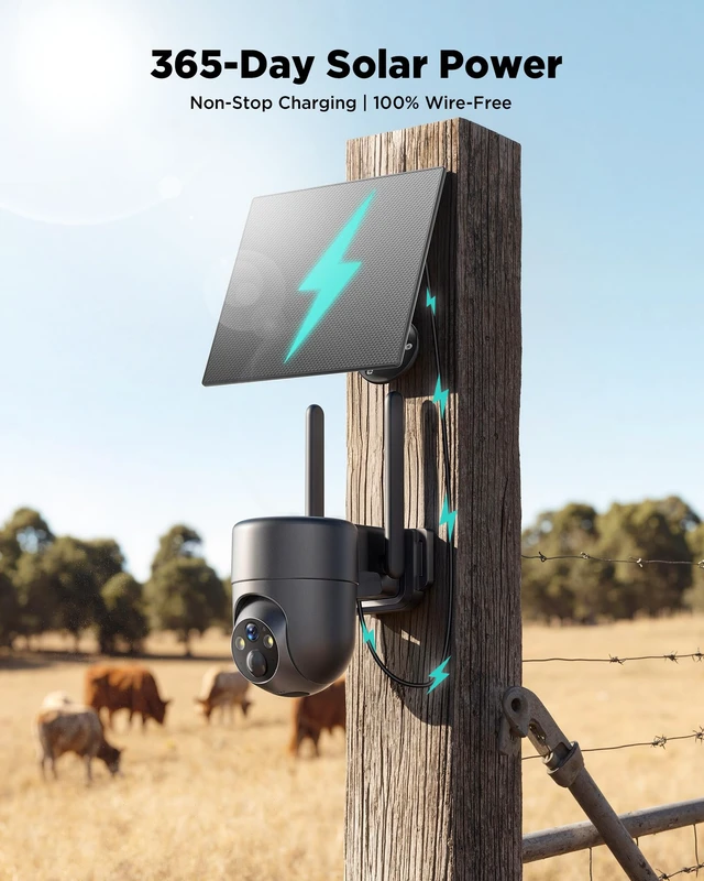 Alt view image 2 of 7 - LIWAN No WiFi Security Camera Wireless Outdoor, 4G LTE Solar Camera | 2K Color Night Vision, 360° Live View, PIR Sensor, Off Grid Cellular Cameras for Farm, Cabin, Job Site, Built with SIM Card