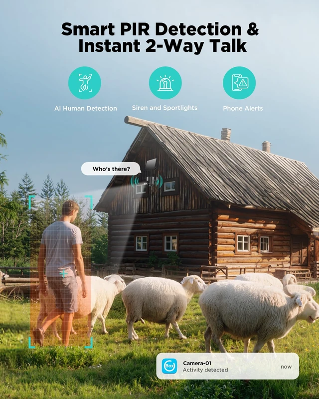 Alt view image 4 of 7 - LIWAN No WiFi Security Camera Wireless Outdoor, 4G LTE Solar Camera | 2K Color Night Vision, 360° Live View, PIR Sensor, Off Grid Cellular Cameras for Farm, Cabin, Job Site, Built with SIM Card