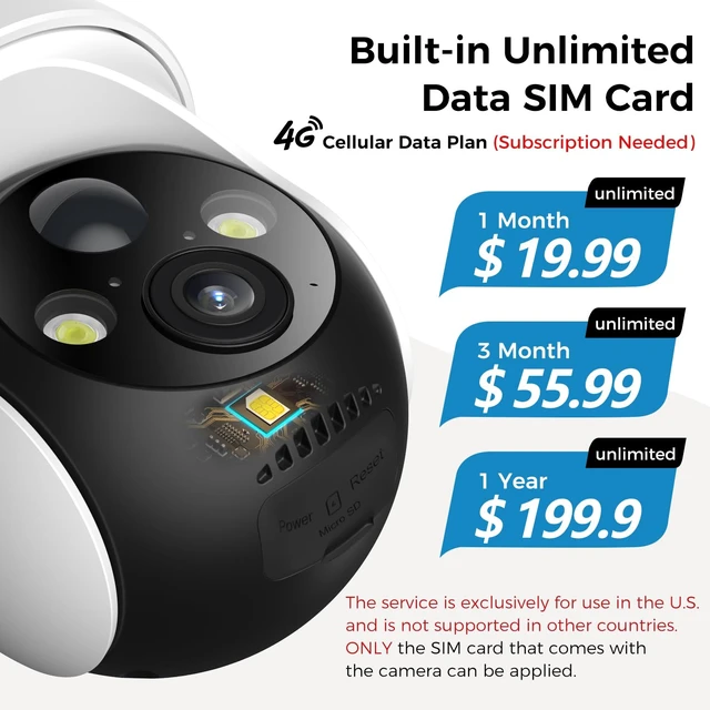 Alt view image 3 of 7 - 4G LTE Cellular Solar Security Cameras Wireless Outdoor, No WiFi | 360° Live View, 2K Color Night Vision, 2-Way Audio, PIR Motion Detection, Built-in SIM Card, Solar Powered for Farm, Cabin