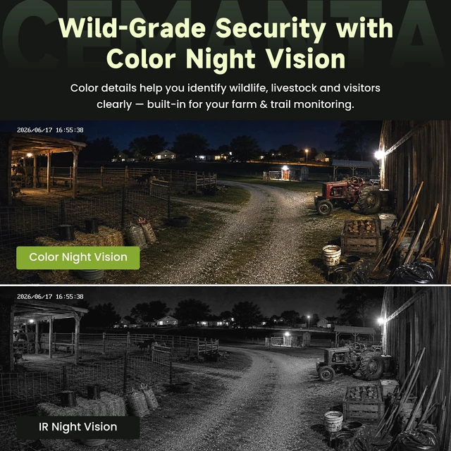 Alt view image 6 of 7 - CEMANTA 4G LTE Cellular Trail Cameras,2K Live Feed Solar Game Cam | Built-in SIM Card, No WiFi Needed, Night Vision, Motion Activated, Two-Way Audio Wildlife Cam