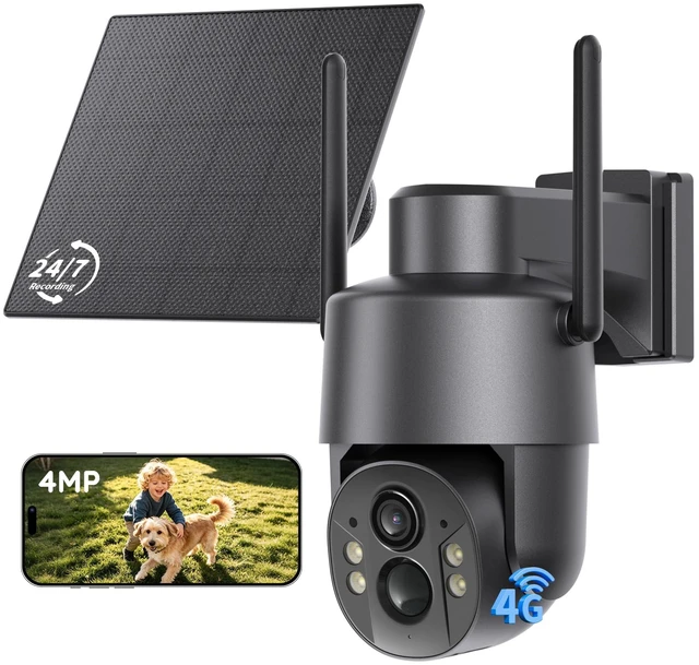 Main image of Tical No WiFi Security Camera with SIM Card, 24/7 Recording, 4MP | 4G LTE Cellular Security Camera Wireless Outdoor, 360° PTZ View, PIR Detection, IP65, Color Night Vision, Gray