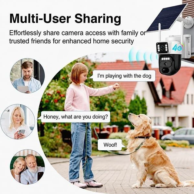 Alt view image 3 of 7 - HAWKRAY 4G LTE Cellular Security Camera Outdoor,Solar Powered No WiFi Needed,Dual Lens,355° PTZ,Color Night Vision,PIR Motion Detection,Two-Way Talk,No TF Card7-Day Free Trial Then 4G Plan Required