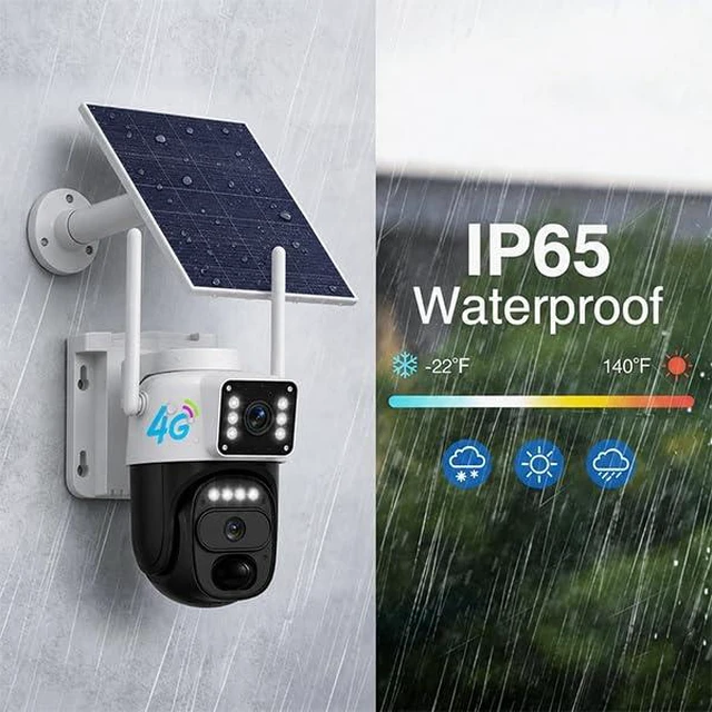Alt view image 7 of 7 - HAWKRAY 4G LTE Cellular Security Camera Outdoor,Solar Powered No WiFi Needed,Dual Lens,355° PTZ,Color Night Vision,PIR Motion Detection,Two-Way Talk,No TF Card7-Day Free Trial Then 4G Plan Required